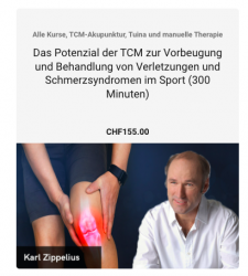 Basiskurs mit 12 Webinaren (20 Stunden) - TCM bei Sportverletzungen und Schmerzsyndromen des Bewegungsapparates